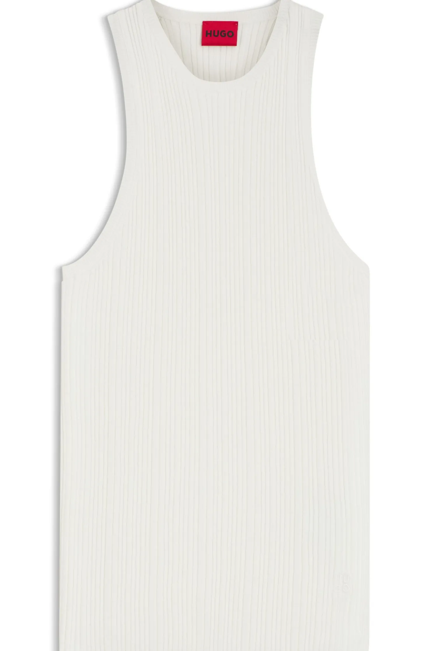 Sleeveless racer-back top in ribbed crepe fabric
