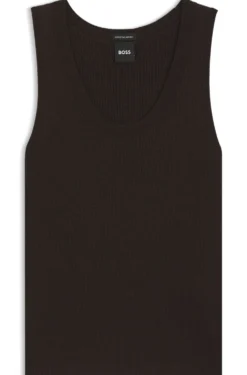 Sleeveless ribbed top in virgin wool