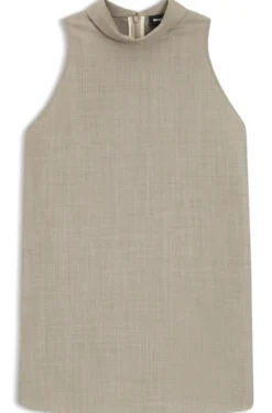 Sleeveless tailored blouse in virgin wool with stretch