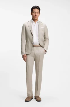 Slim-fit blazer in a micro-pattern linen blend
