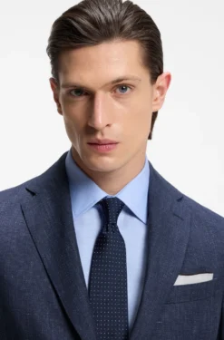 Slim-fit blazer in a micro-pattern linen blend