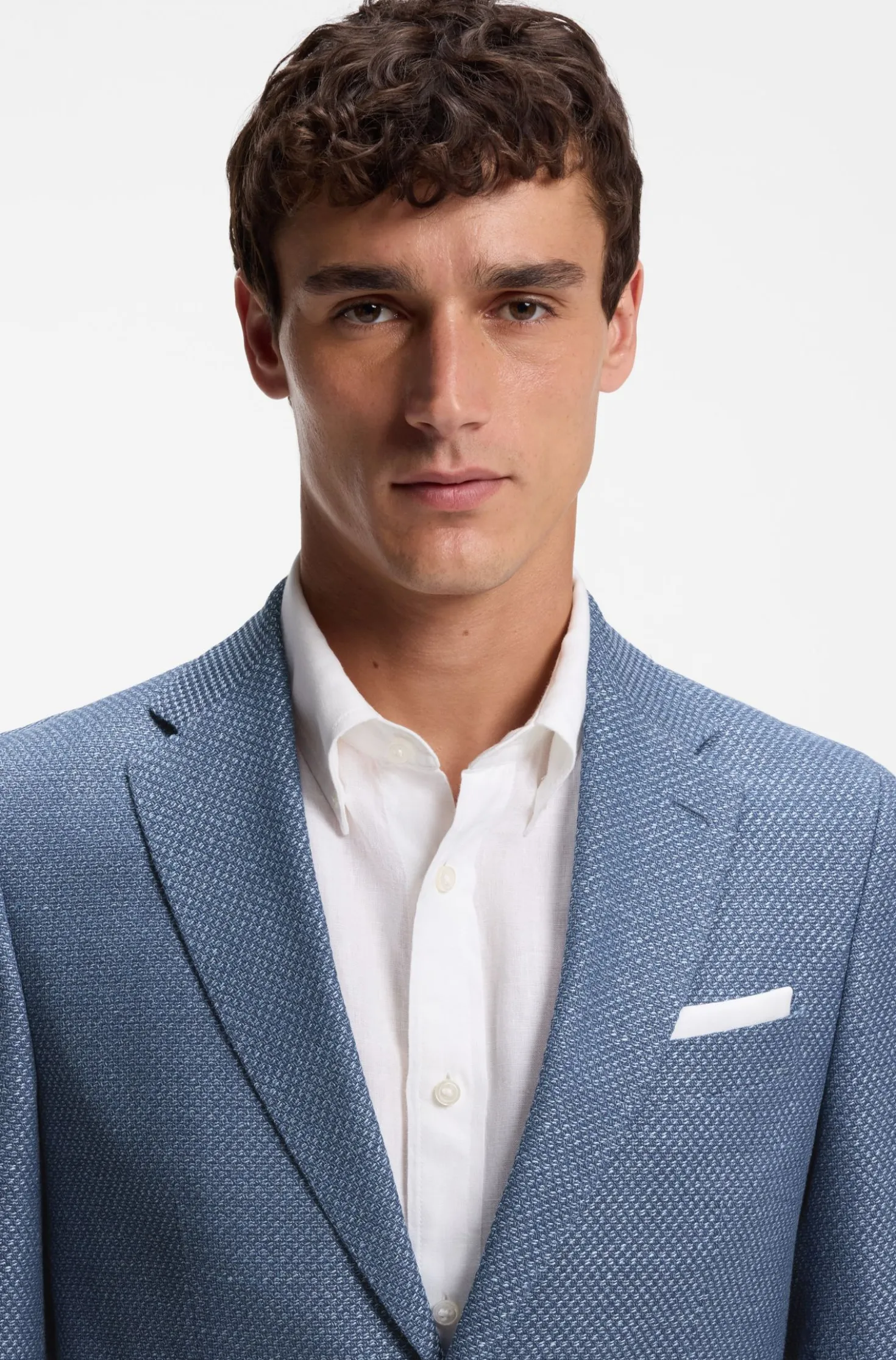Slim-fit blazer in a patterned virgin-wool blend
