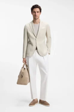 Slim-fit blazer in a patterned cotton blend