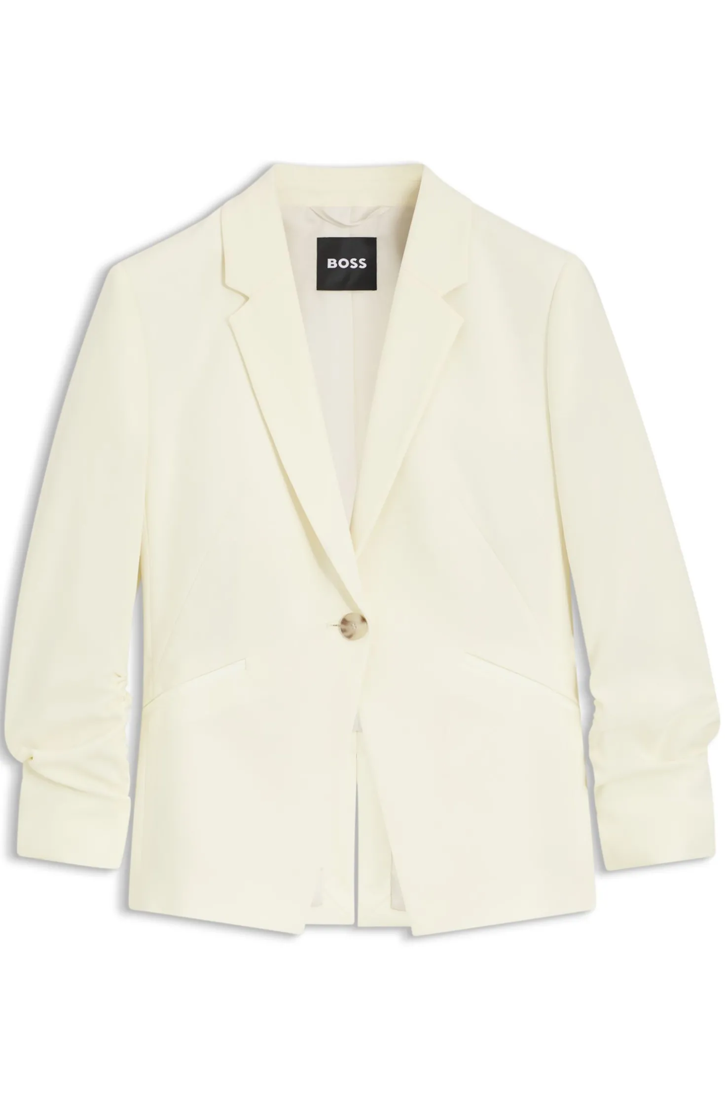 Slim-fit blazer in Japanese crepe with ruched sleeves