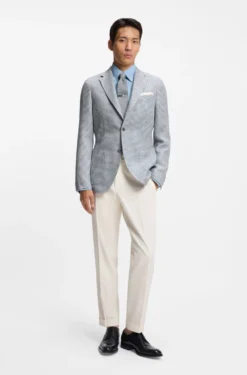 Slim-fit blazer in linen, silk and cotton
