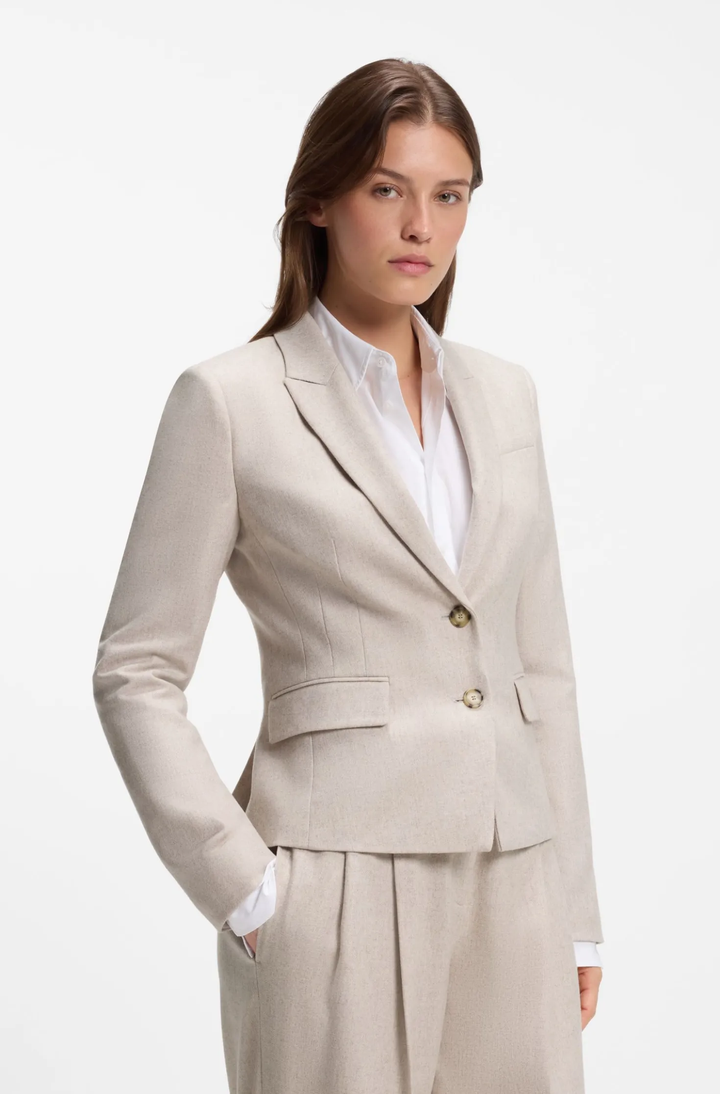 Slim-fit blazer in melange flannel