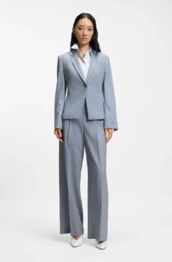 Slim-fit blazer in melange virgin wool
