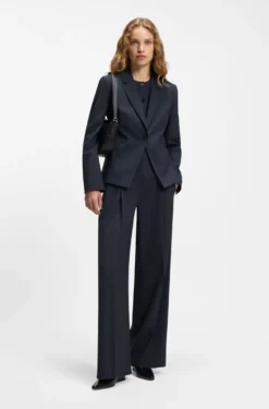 Slim-fit blazer in melange virgin wool