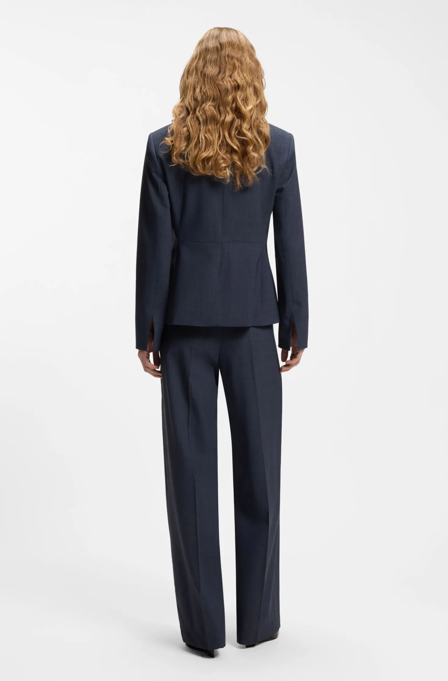 Slim-fit blazer in melange virgin wool
