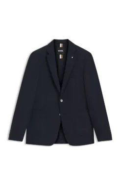 Slim-fit blazer in micro-patterned stretch wool