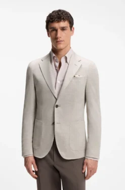 Slim-fit blazer in virgin wool and cotton