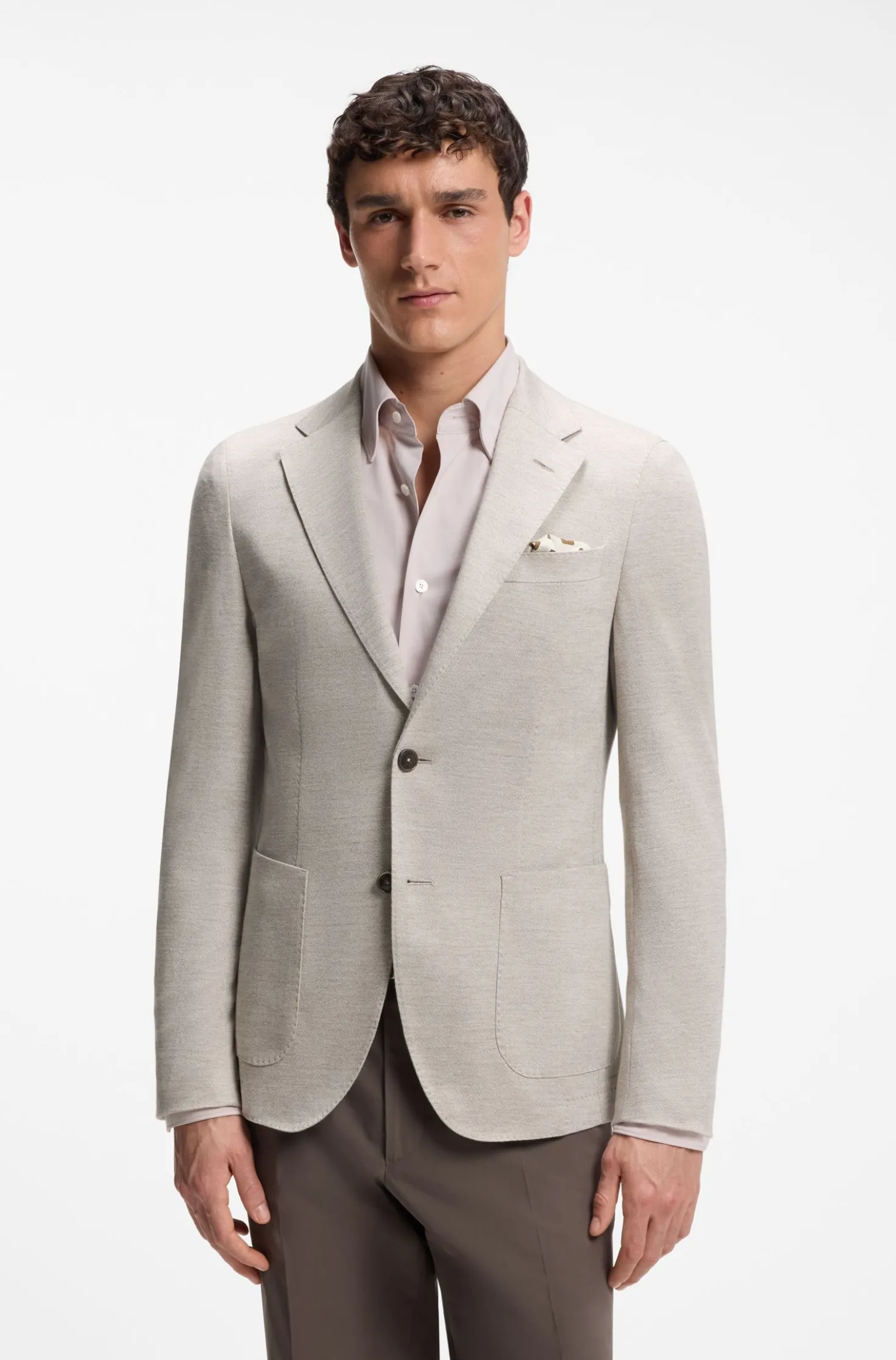 Slim-fit blazer in virgin wool and cotton