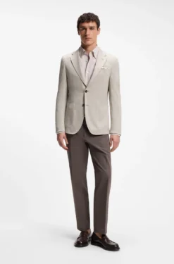 Slim-fit blazer in virgin wool and cotton