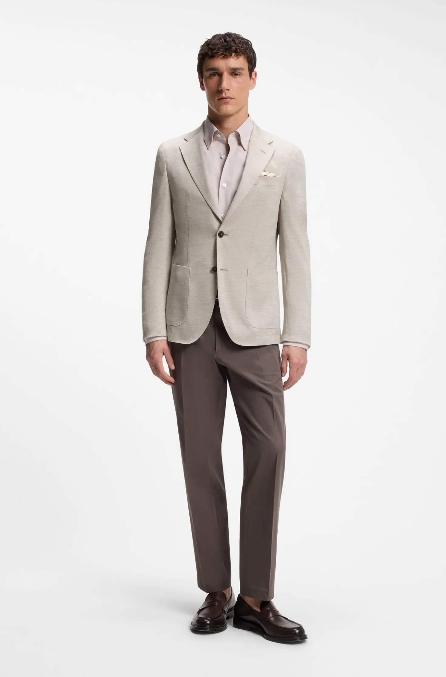 Slim-fit blazer in virgin wool and cotton