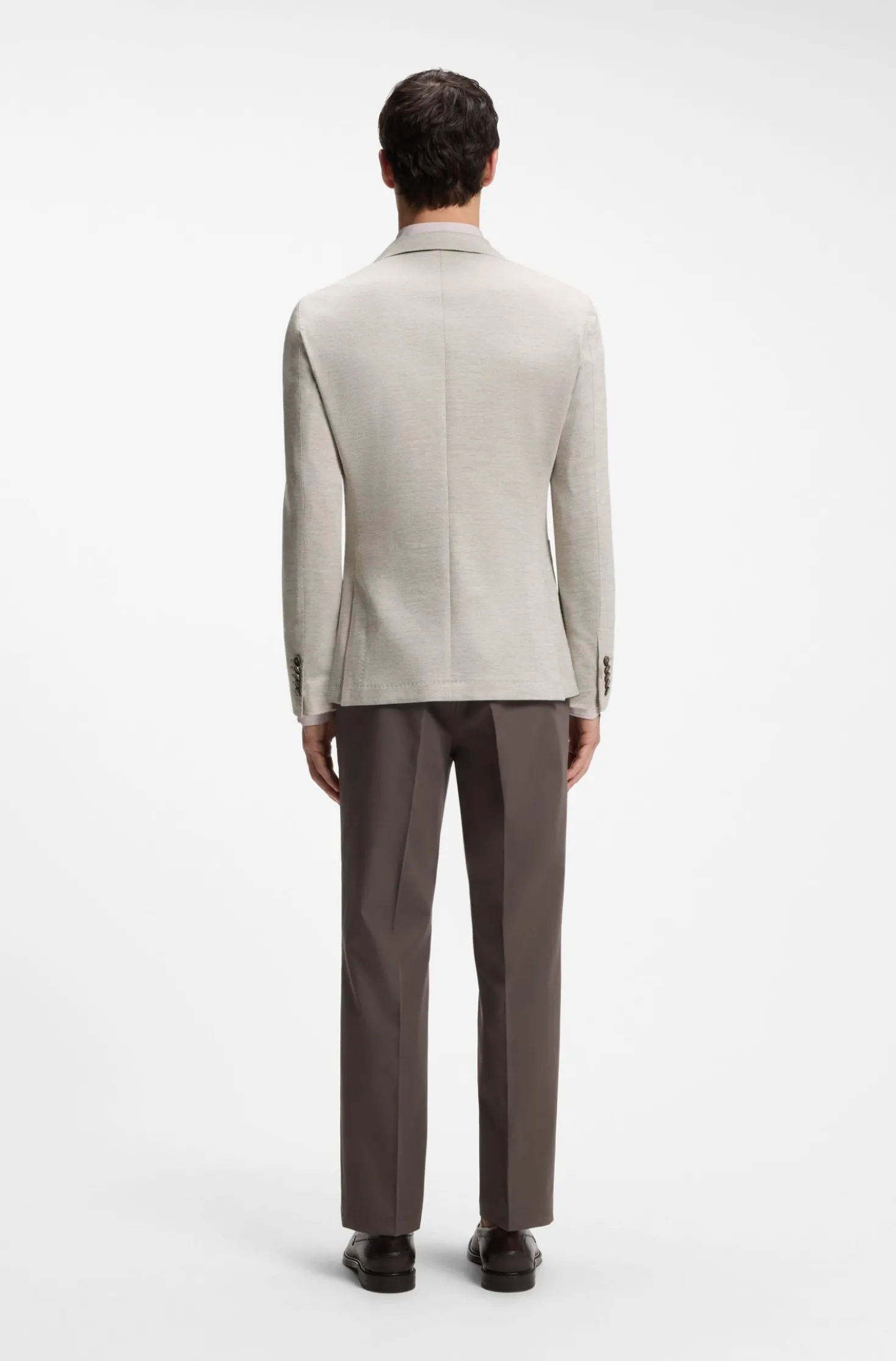Slim-fit blazer in virgin wool and cotton