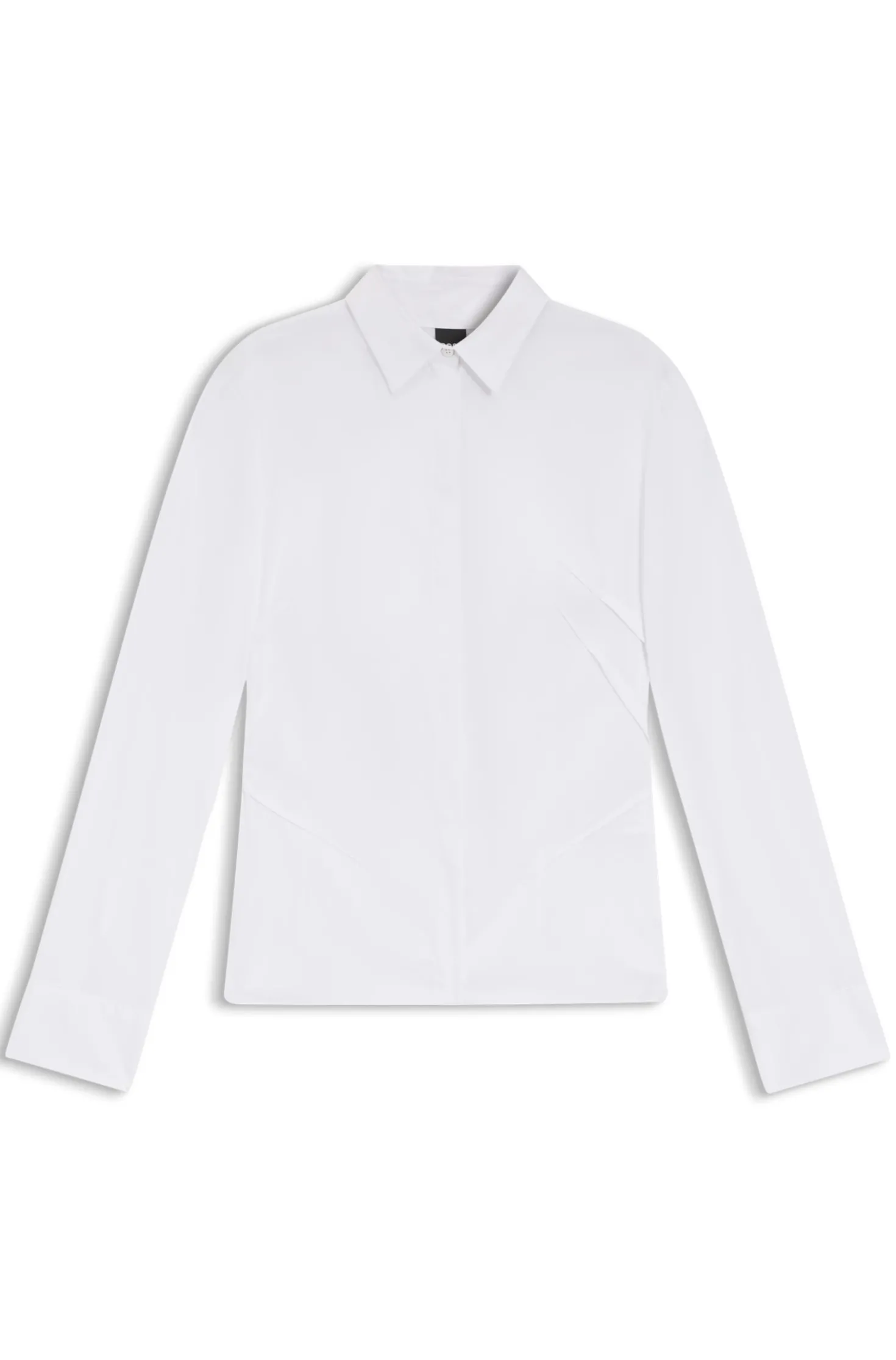 Slim-fit blouse in easy-iron cotton-blend poplin