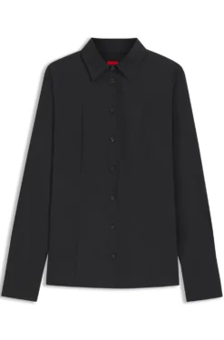 Slim-fit blouse in easy-iron poplin