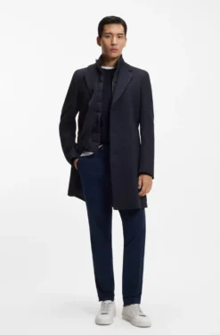 Slim-fit cotton-blend coat with detachable padded inner