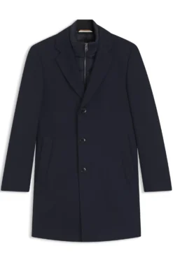 Slim-fit cotton-blend coat with detachable padded inner