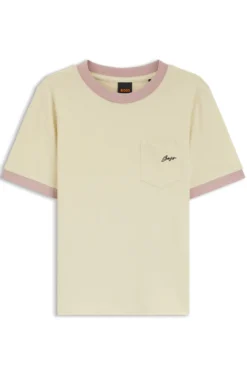 Slim-fit cotton T-shirt with contrast rib details