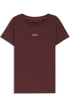 Slim-fit cotton T-shirt with handwritten logo embroidery