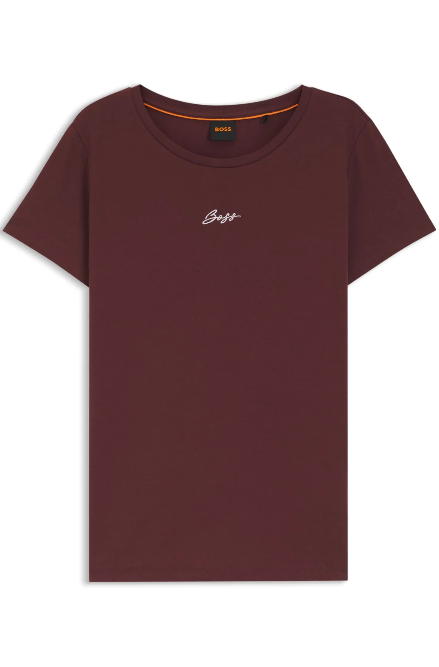 Slim-fit cotton T-shirt with handwritten logo embroidery
