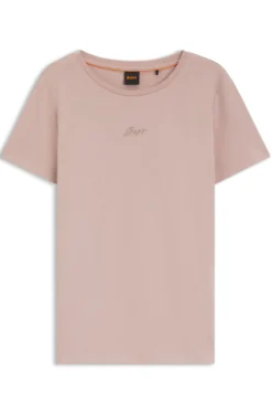 Slim-fit cotton T-shirt with handwritten logo embroidery