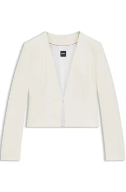 Slim-fit cropped jacket with collarless styling
