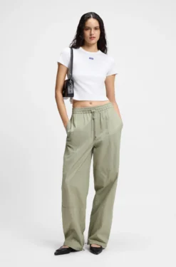 Slim-fit cropped T-shirt in stretch cotton