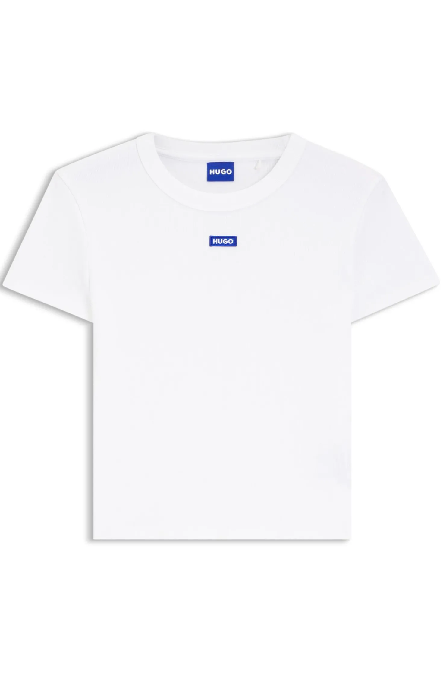Slim-fit cropped T-shirt in stretch cotton