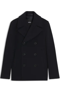 Slim-fit double-breasted coat in a wool blend