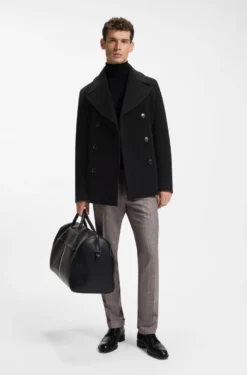 Slim-fit double-breasted coat in a wool blend