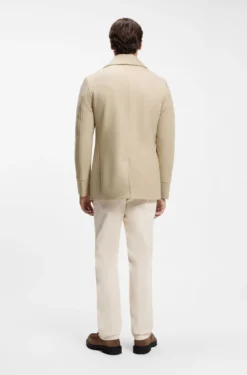 Slim-fit double-breasted short coat in a wool blend