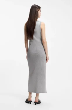 Slim-fit dress in stretch cotton with embossed logo