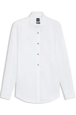 Slim-fit dress shirt in easy-iron stretch-cotton poplin