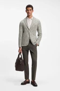 Slim-fit jacket in a patterned cotton blend