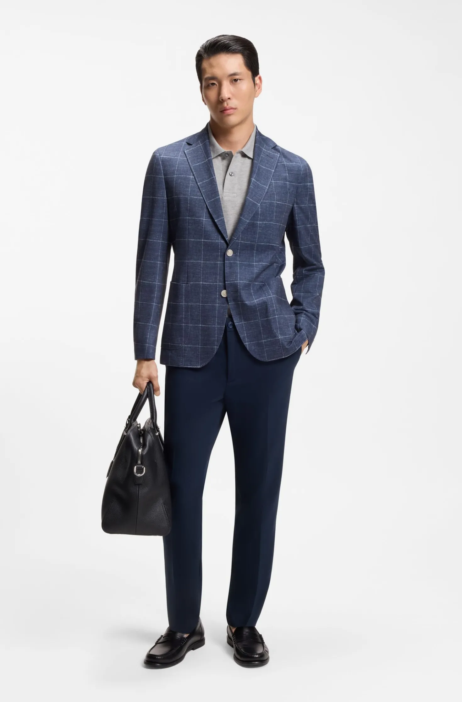Slim-fit jacket in checked stretch jersey