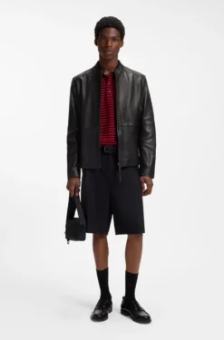 Slim-fit jacket in grained leather