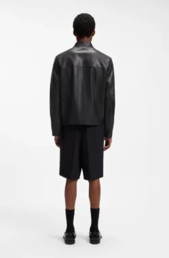 Slim-fit jacket in grained leather