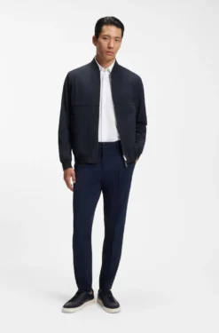 Slim-fit jacket in micro-patterned stretch fabric