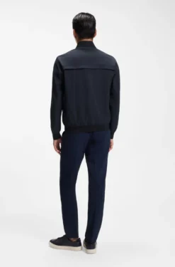 Slim-fit jacket in micro-patterned stretch fabric