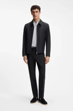 Slim-fit jacket in patterned stretch wool
