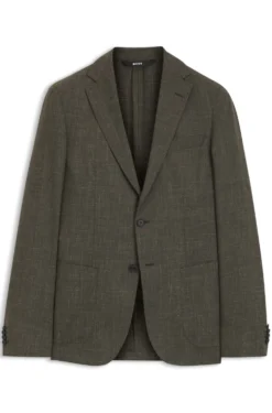 Slim-fit jacket in virgin wool and linen