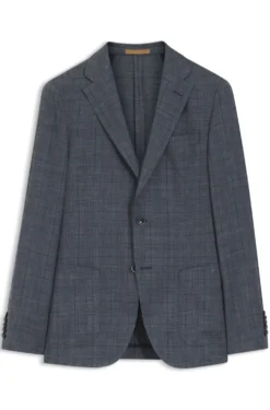 Slim-fit jacket in virgin wool, silk and linen