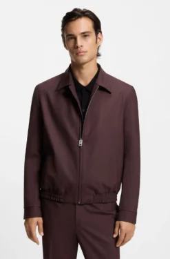 Slim-fit jacket in wool-blend poplin