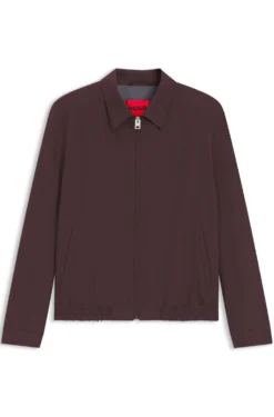 Slim-fit jacket in wool-blend poplin