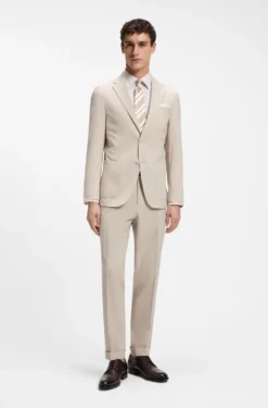 Slim-fit jacket in wool-blend seersucker
