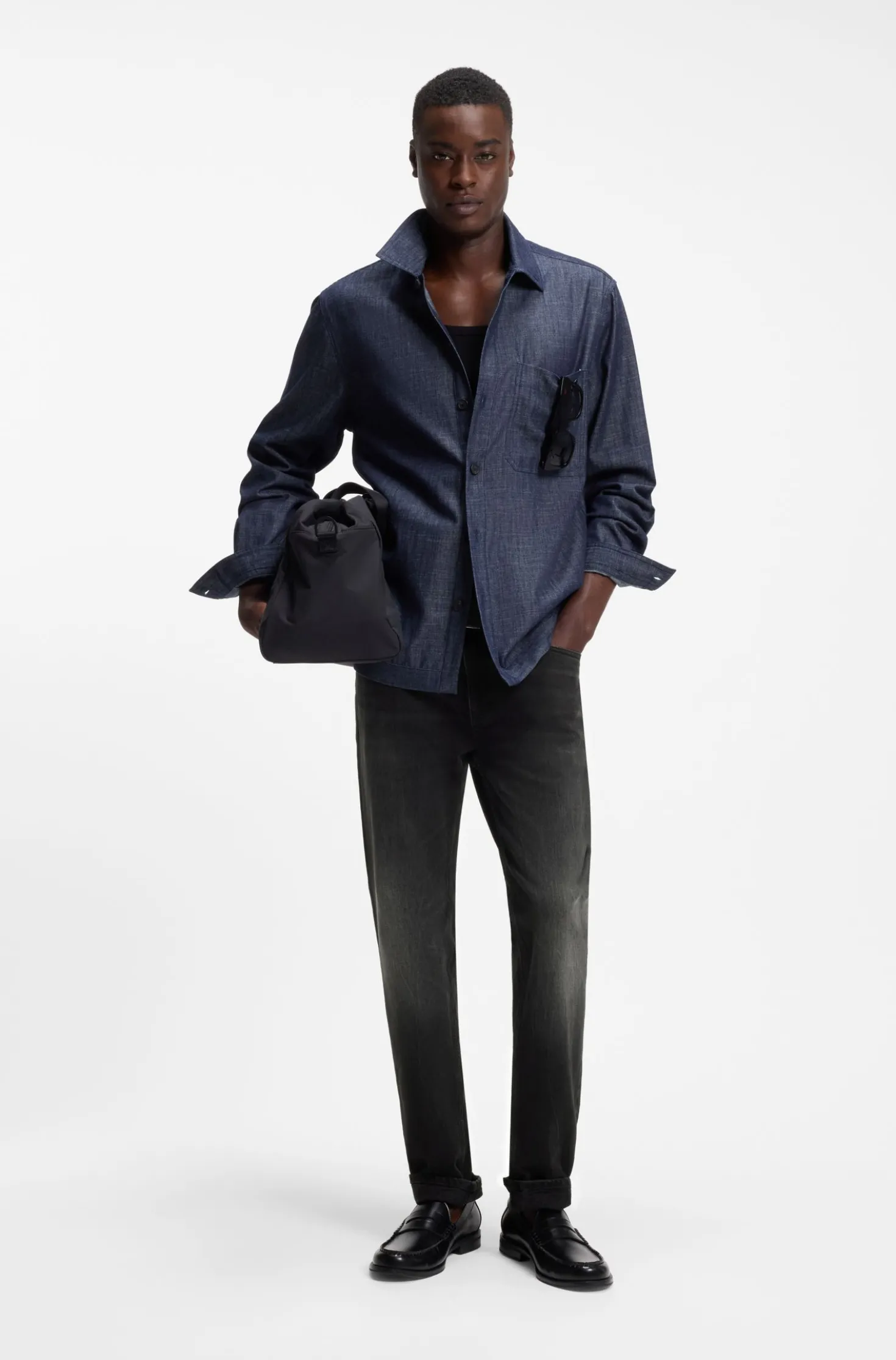 Slim-fit jeans in black stretch denim