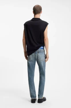 Slim-fit jeans in blue stonewashed stretch denim