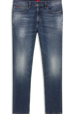Slim-fit jeans in dark-blue comfort-stretch denim